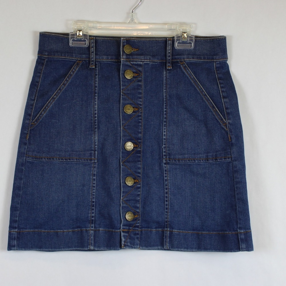 Ann Taylor Loft Button Front Denim Skirt 27/4